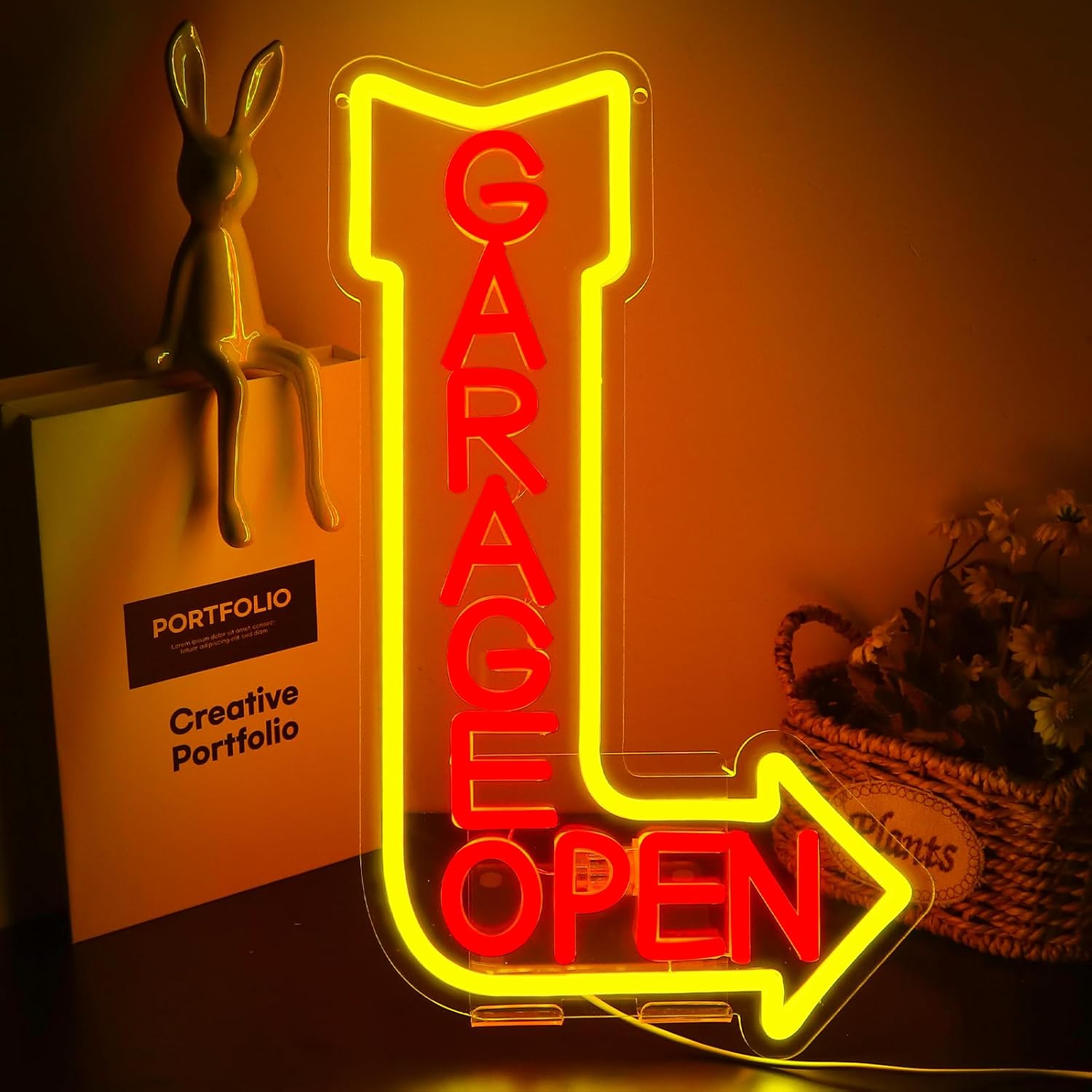 Auto Repair Shop Open - ﻿ Neonowy znak Otwarty Warsztat Samochodowy,