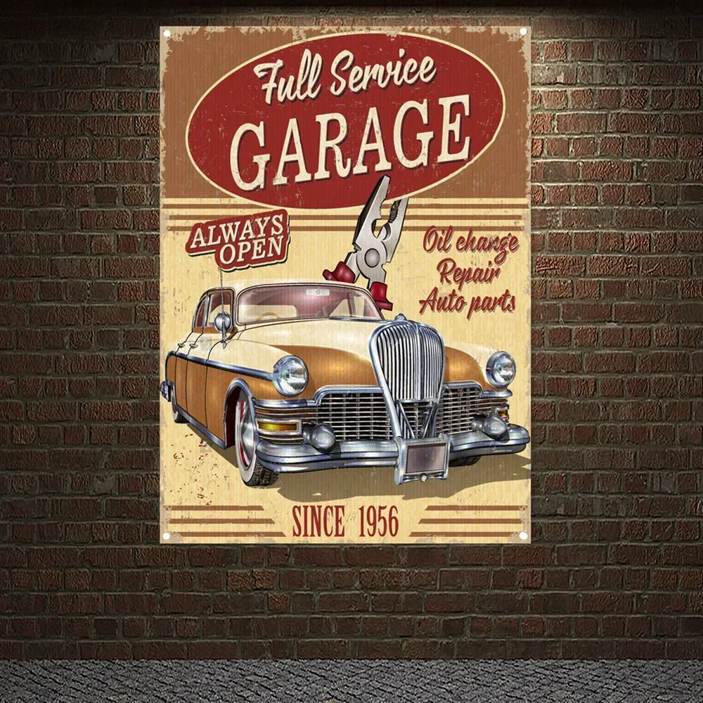 Auto Repair Shop Open - ZAWSZE OTWARTY GARAŻ Vintage CAR SERVICE