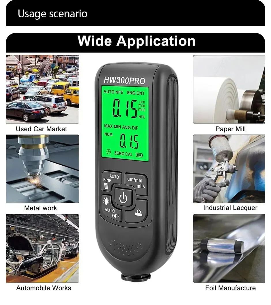 Paint Thickness Gauge - Automatyczny miernik grubości powłoki HW-300PRO 0-2000UM