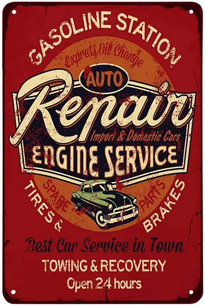 Auto Repair Shop Open - Tabliczka Metalowa Auto Serwis Naprawa Silników,